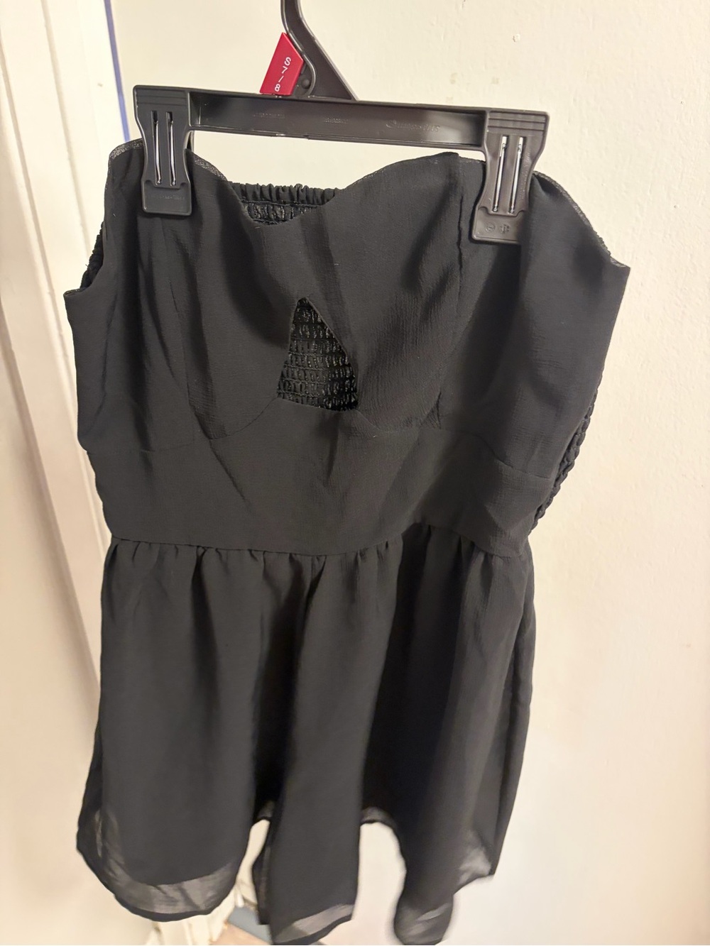 Strapless‎ Black Romper with Sheer Skirt